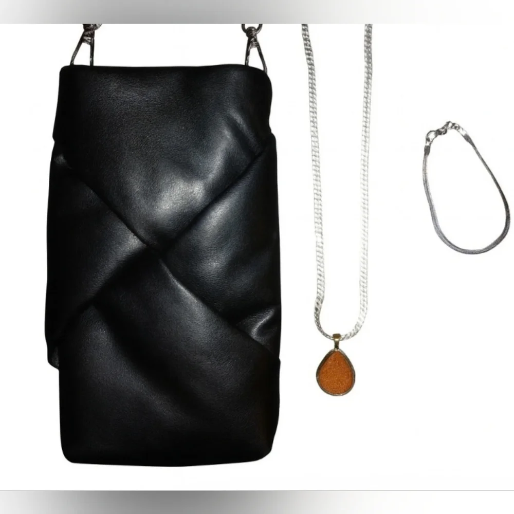 Sterling Necklace, Crossbody Bag, & Snake Chain Bracelet Sterling Silver